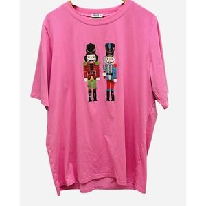 Why Dress Pink Nutcracker Shirt M Sequin Graphic Oversized Holiday Christmas Tee